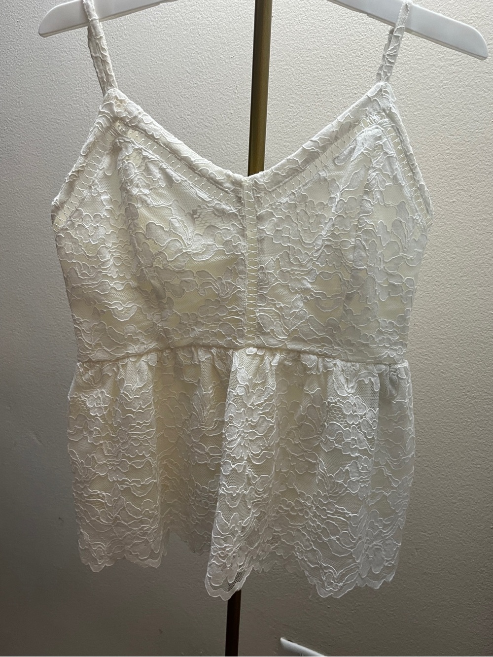 Forever New White Lace Peplum Cami Top